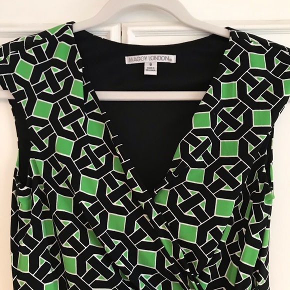 Maggy London size 6 - black and green dress - Picture 4 of 7